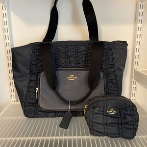 Coach Nylon and leather tote and pouch